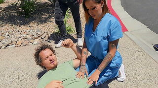 Nurse Anna Chambers Pranks and Hooks Up with Trickster Skateboarder Thumb