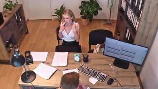 Reluctant blonde Andrea rides a massive cock for a Thumb