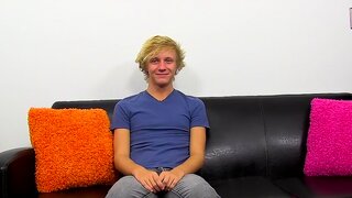 Interviewed twink Evan Stone stuffs booty with ebony Thumb