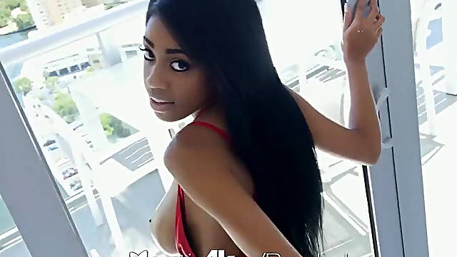Interracial Hard Fuck With Lubed Up Ebony
