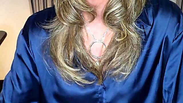 Trans office boss plays with cock