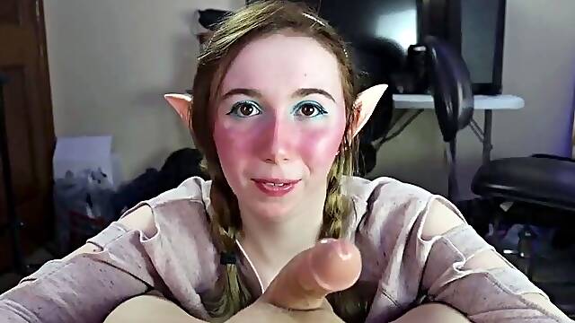 POV blowjob footjob handjob with Karla Kush eating cum