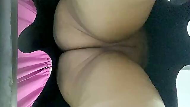 Under the skirt without thong