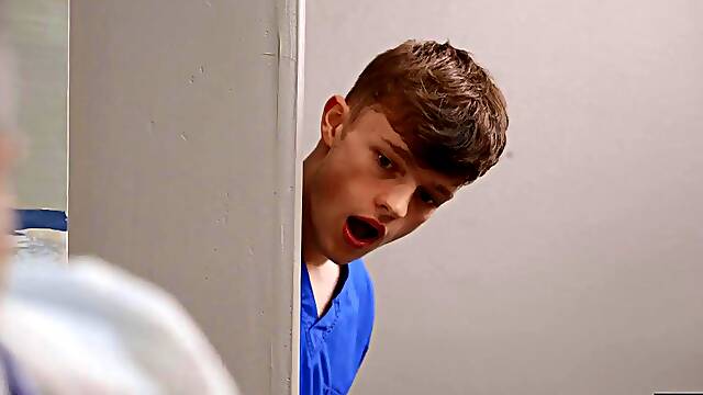 Young male fucksh orny doctor in the ass and comes on his cock