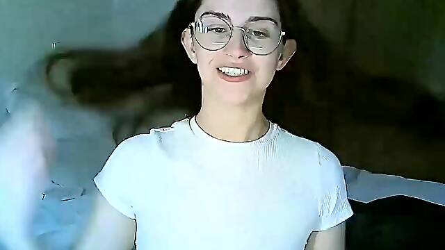 Glasses Brunette Gags on Extreme Deepthroat Face Fuck