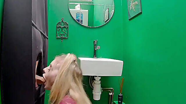 British Schoolgirl Swallows Cum at Glory Hole