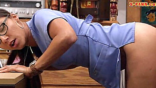 Babe in need of money fucked by pawn man in the backroom