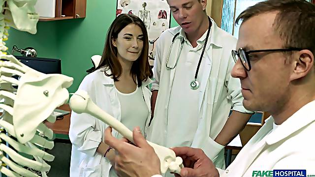 Hot nurse Camilla Moon gets fucked by a hard dick on the hospital's bed