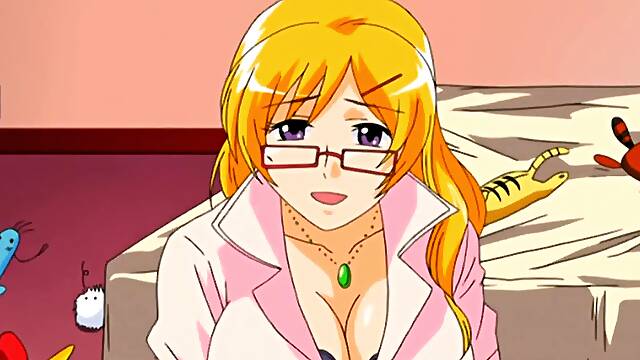 Blondie's big boobies bounce in cartoony hentai fuck fest on the cobalt sheets