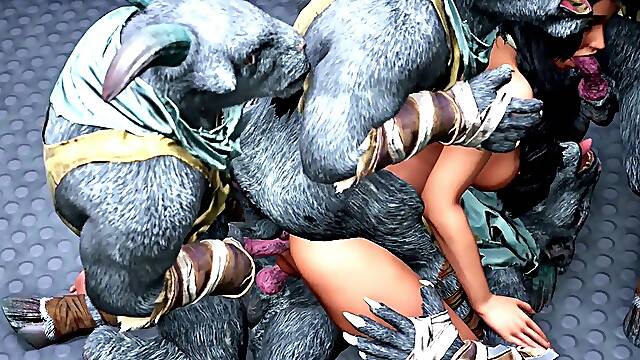 Crazy furry Lab gangbang