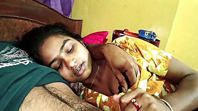 Desi Indian wife in Yellow Dress Riding Cock - Homemade deep throat & Cowgirl fucky-fucky