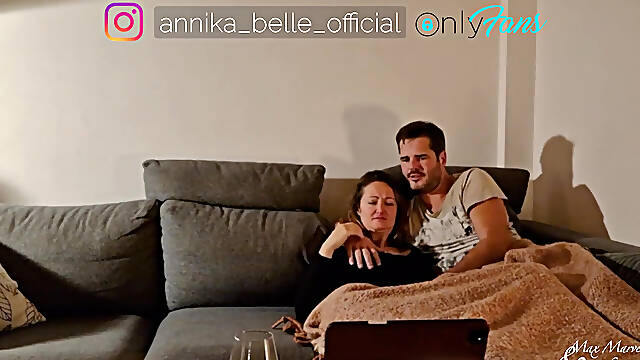 A Couple in Love Watches Porn on the Couch to Start the Fire conversation and dirty Talk