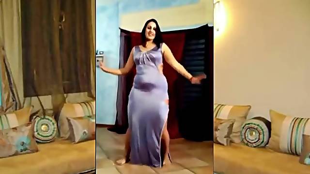 Chubby Egyptian woman dancing