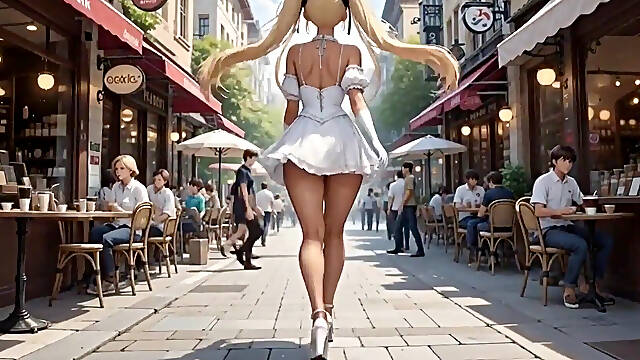 A Walk with Rumi - She Plays with Her Pussy Ai Generated