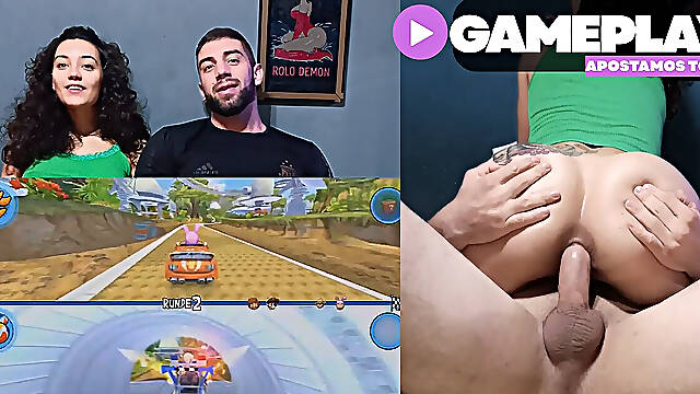 Gamer Girl Playing Racing Games Betting Everything (anal)