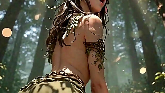 Cute 3D Anime Wood Elf Having Fun in the Forest